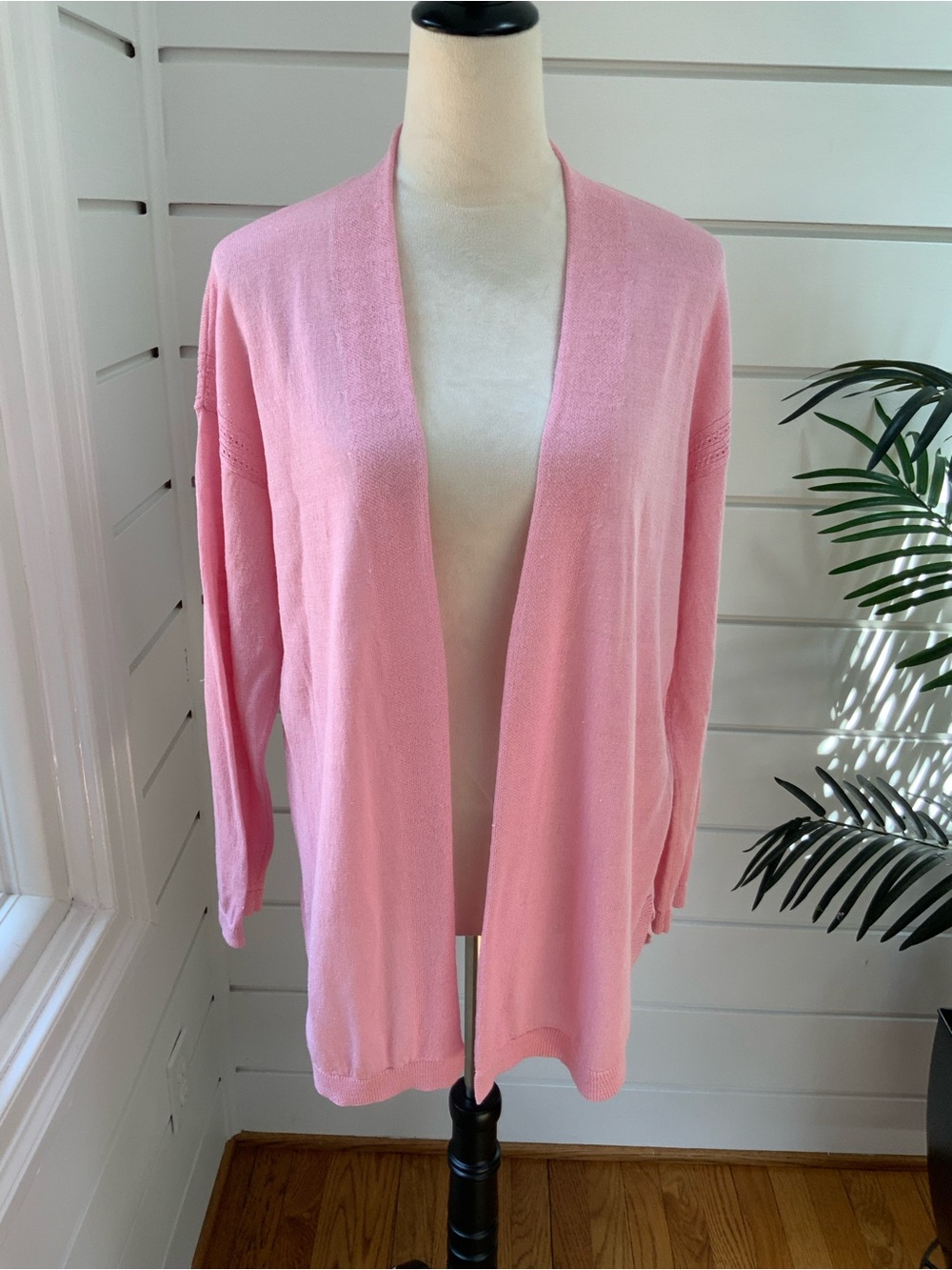 Talbots Pink Open-Front Cardigan Sweater Size L